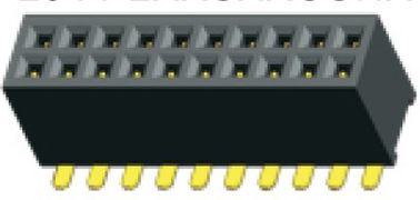 이중 2*10 Pin 여성 Pin 우두머리 연결관 1.27mm 180° SMT PA9T 검정